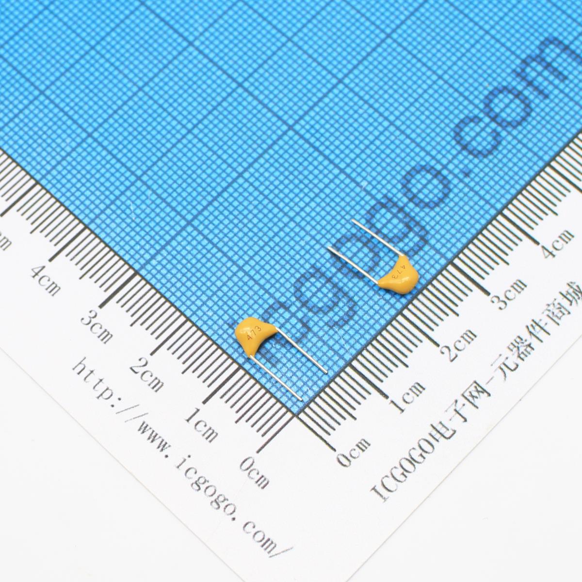 直插独石电容 50v 473M 0.047UF 47NF 47000PF 脚距P=5.08mm ±20%